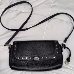 Brighton Mila Black leather Crossbody Bag with Silver Accents * Authentic